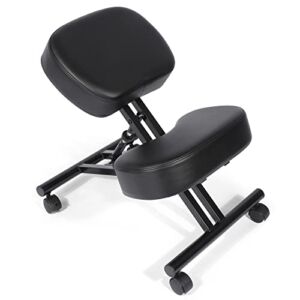 Ergonomic Kneeling Chair with Wheels, Adjustable Stool for Home&Office, w/4” Thickened Cushion and Adjustable Height, Build Healthy Back & Upright Posture
