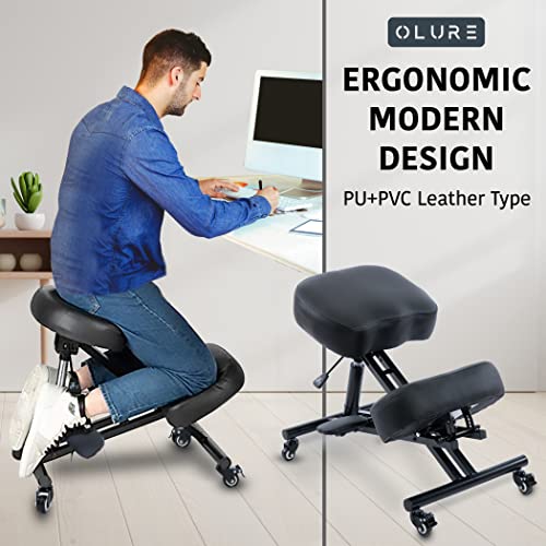 OLURE 43″ Ergonomic Adjustable Kneeling Chair with 5″ Thick Comfortable Memory Foam Cushion – 330 lbs Max Capacity – Home Office Stool with Back Support for Improving Posture – Accessories Included | The Storepaperoomates Retail Market - Fast Affordable Shopping