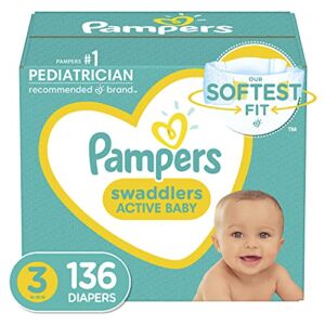 Diapers Size 3, 136 Count – Pampers Swaddlers Disposable Baby Diapers, Enormous Pack (Packaging May Vary)