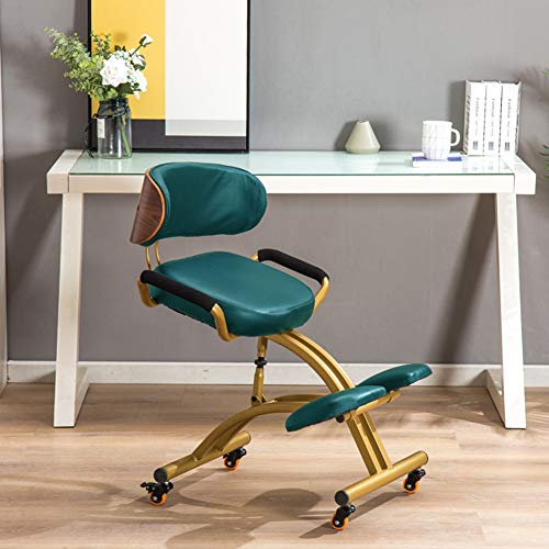 Rolling Kneeling Chair with Back Support, Ergonomic Adjustable Stool for Improve Your Posture with Faux Leather Knees Cushions and Flexible Casters for Home Office,Green | The Storepaperoomates Retail Market - Fast Affordable Shopping