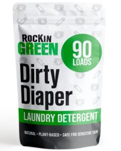 Rockin’ Green 45oz (90 Loads) Cloth Diaper Detergent for Baby Clothes – All Natural Baby Laundry Powder – Unscented & Biodegradable – Removes Urine Smell, Safe for Sensitive Skin