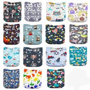 DoDo Bear Baby Cloth Diapers,One Size Adjustable Reusable Pocket Cloth Diaper 15pcs Diapers+15pcs Inserts+One Wet Bag, (color2)