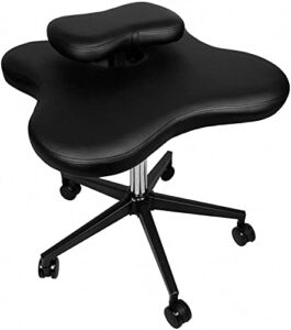 H-A Height Adjustable Kneeling Chair Ergonomic Posture Corrective Seat with Faux Leather Knee Cushion for Home/Office (Black)