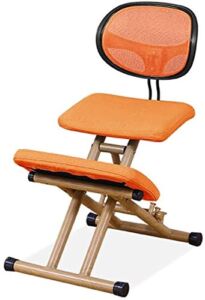 Kneeling Chair Ergonomic Desk Chair Ergonomic Black Mesh with Backrest Fabric Seat Height Adjustable Home Office Chair Posture Correction ZHJING (Color : Orange)