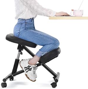 Ergonomic Kneeling Chair Home Office Chairs with Height Adjustable for Corrective Posture Seat, Back Pain,Neck Pain Relieving, Spine Tension Relief-Thicken Kneeling Cushion