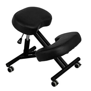 OMECAL Ergonomic Posture Chair, Kneeling Chair Adjustable Stool for Home & Office,Thick Cushions，Flexible Seat and Rolling Casters, Neck & Back Pain Relief