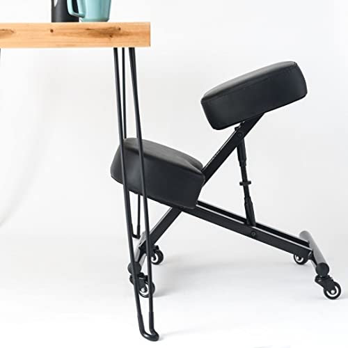 Sleekform Atlanta Ergonomic Kneeling Chair – Home Office Desk Stool for Back Posture Support, Comfortable Cushions, Angled Seat, Wheels, Rolling, Black | The Storepaperoomates Retail Market - Fast Affordable Shopping