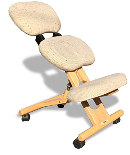 CINIUS Professional Ergonomic Wooden Height-Adjustable Kneeling Chair with Backrest Support and Non-deformable Cushions. Beige | The Storepaperoomates Retail Market - Fast Affordable Shopping
