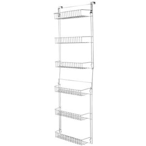 Lavish Home (White) 6-Tier Adjustable Pantry Shelves and Door Rack for Home Organization and Storage, (L) 19” x (W) 5” x (H) 56-64″