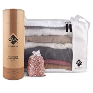 Cashmere Kiwi Sweater Storage Bag | with Cedar Moth Protection | Breathable & Washable Cotton Bag | for Clothes Storage, Cashmere & Merino Wool