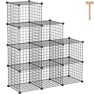 C&AHOME Wire Cube Storage, 9-Cube Organizer Metal, Wire C Grids Storage, Storage Bins Shelf, Modular Bookshelf, Closet Cabinet Ideal for Home, Living Room, Office 36.6”L x 12.4”W x 48.4”H Black