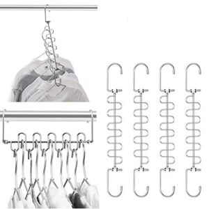 Meetu Magic Cloth Hanger Space Saving Hangers Metal Closet Organizer for Closet Wardrobe Closet Organization Closet System (Pack of 4)