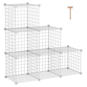 C&AHOME Wire Cube Storage, 6 – Cube Organizer Metal C Grids, Modular Shelves Units, Storage Bins Shelving, Closet Organizer, Ideal for Home, Office, Living Room, 36.6”L x 12.4”W x 36.6”H White