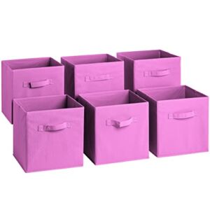 Sorbus® 11 Inch Cube Storage Organizer Bins – 6 Pack – Foldable Storage Cubes – Rectangular Shelf Basket – Great for Nursery, Playroom, Closet, Home Organization (Pastel Pink)