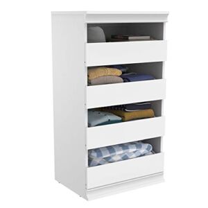 ClosetMaid Modular Storage Unit with 4 Drawers, Wood Closet Organizer, Stacking, Full Backer, Storage, Decorative Trim, White