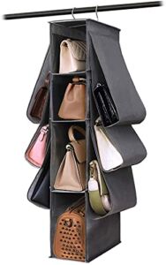 WOWCASE Hanging Purse Handbag Organizer Wardrobe Closet Organizer Nonwoven 10 Pockets Hanging Closet Storage Bag (Grey)