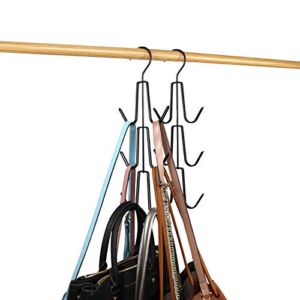 Niclogi Purse Handbag Hangers, Purse Handbag Holder 2 Pack Metal Space Saving Hangers Closet Organization Bags Storage for Purses Handbags Backpacks Tank Tops Belts(Black)