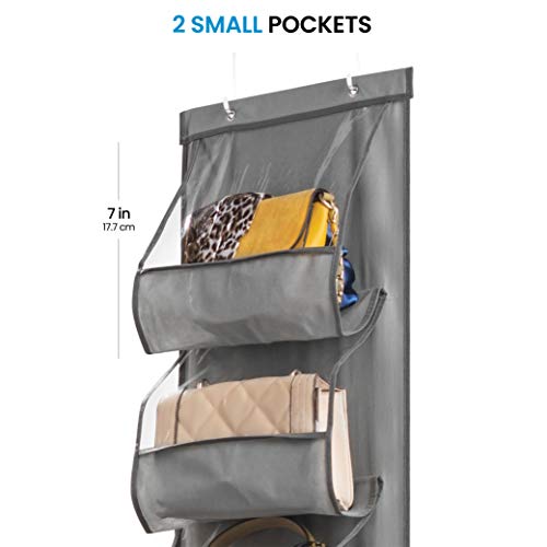 Over The Door Purse Organizer & Storage Handbag Organizer with 6 Easy Access Deep Pockets – Durable Metal Hooks, Handbag Organizer with Clear Pockets – Ideal for Scarf, Umbrella/Accessories Etc | The Storepaperoomates Retail Market - Fast Affordable Shopping