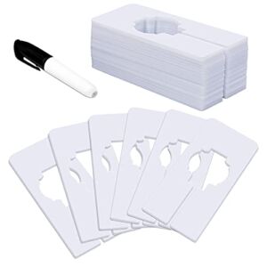 30 PCS Rectangular White Plastic Closet Dividers with a Bonus Marker, Writable and Reusable for Sorting Clothing Size, Color,, Size 2” x 5.4’’(Inner Diameter 1.4”)