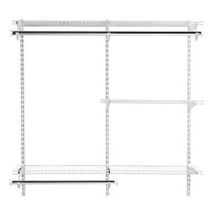 Rubbermaid Configurations Deluxe Closet Kit, Titanium, 4-8 Ft., Wire Shelving Kit with Expandable Shelving and Telescoping Rods, Custom Closet Organization System, Easy Installation