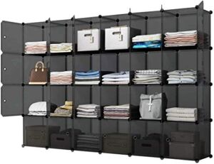 Aznze Portable Storage Cubes, with Metal Bottom Panel(More Stable), Cube Shelves with Doors, Modular Bookshelf Units，Clothes Storage Shelves，Room Organizer for Cubby Cube-24 Cubes