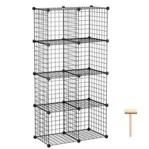 C&AHOME Wire Cube Storage, 8-Cube Organizer Metal C Grids Storage, Storage Bins Shelving, Modular Book Shelf, DIY Closet Cabinet Ideal for Living Room, Home, Office 24.8″ L x 12.4″ W x 48.4″ H Black