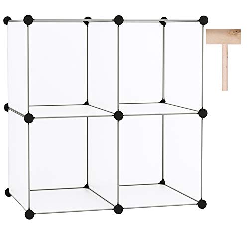 C&AHOME Cube Storage Organizer, 4-Cube Shelving Units, DIY Closet Storage, Modular Book Shelf, Ideal for Bedroom, Living Room, Office, 24.8″ L x 12.4″ W x 24.8″ H Translucent White | The Storepaperoomates Retail Market - Fast Affordable Shopping