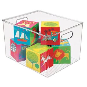 mDesign Plastic Storage Organizer Container Bin, Household Organization for Cabinet, Counter, Drawer, Cubby, and Cupboard, Holds Clothing, Linens, Toys, and Essentials, Ligne Collection, Clear