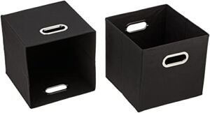 Household Essentials 34-1 Decorative Storage Cube Set with Removable Lids | Black | 2-Pack
