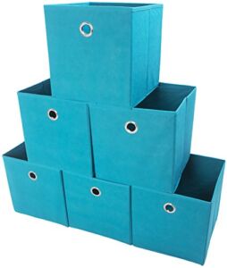 Amelitory Storage Bins Foldable Cube Organizer Fabric Drawer Set of 6 Lake Blue