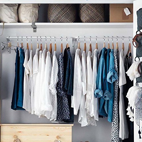brightmaison Sofia Clothes Rack, Hanging Closet Organizer Adjustable & Wall Mount Clothes Rail Laundry Organizer Steel, White | The Storepaperoomates Retail Market - Fast Affordable Shopping
