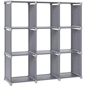 SONGMICS 9-Cube DIY Storage Shelves, Open Bookshelf, Closet Organizer Rack, Non-Woven Fabric Cabinet, Gray ULSN45GY