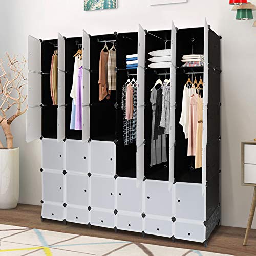 VINGLI Cube Storage Organizer, Plastic Closet Cabinet, DIY Plastic Modular Book Shelf Unit, Cube Shelves with Doors and Hanging Rods, White 30 Cubes | The Storepaperoomates Retail Market - Fast Affordable Shopping