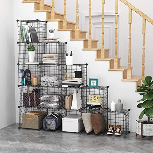 C&AHOME Wire Cube Storage, 16-Cube Organizer Metal Grids Storage, Storage Bins Shelving, Modular Bookshelf Shelves, DIY Closet Cabinet Ideal for Bedroom, Office 48.4”L x 12.4”W x 48.4”H White | The Storepaperoomates Retail Market - Fast Affordable Shopping