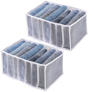 2PCS Wardrobe Clothes Organizer – Washable Drawer Clothes Organizer, Visible Clothing Organizer with compartments, Foldable Clothing Divider Bag. (White)