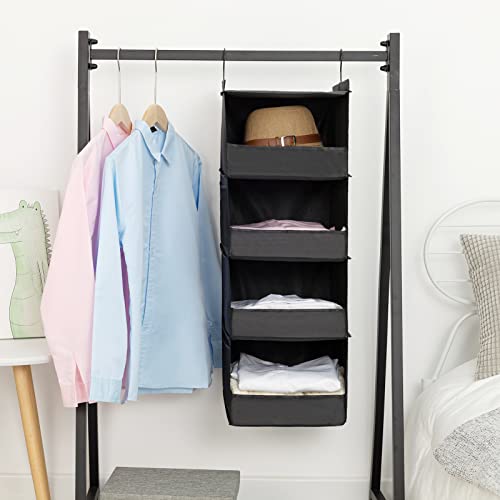 DonYeco 4-Shelf Hanging Closet Organizers and Storage, Collapsible Closet Storage Organizer with 4 Side-Pockets, for RV Wardrobe Camp, Hanging Organizer for Shoes Toys Baby Clothes | The Storepaperoomates Retail Market - Fast Affordable Shopping