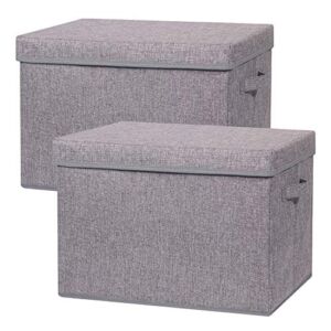 TENABORT 2 Pack Large Foldable Storage Box with Lids [16.5×11.8×11.8] Fabric Storage Cube Organizer Cloth Containers Linen Bins Baskets for Closet Clothes Clothing Bed Room