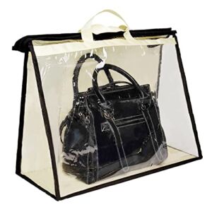 ENOCH Handbag Storage Organizer Dust Cover Bags for Handbag & Purse, Sturdy PVC Organizer for Wall Shelf & Closet, with Zipper and Handles(XL)