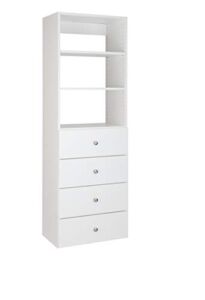 Closet Shelves Tower – Modular Closet System With Drawers (4) – Corner Closet System – Closet Organizers And Storage Shelves (White, 19.5 inches Wide) Closet shelves