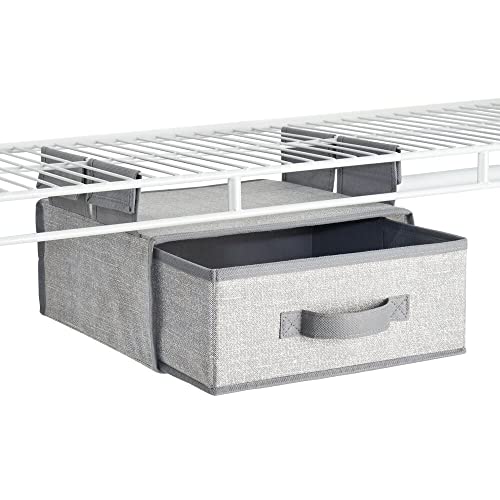 mDesign Soft Fabric Over Closet Shelving Hanging Storage Organizer with Removable Drawer for Closets in Bedrooms, Hallway, Entryway, Mudroom – Textured Print with Solid Trim – Gray | The Storepaperoomates Retail Market - Fast Affordable Shopping