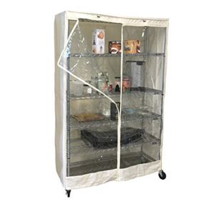 Storage Shelving unit cover Off White, fits racks 48″W x 18″D x 72″H one side see through panel (cover only)