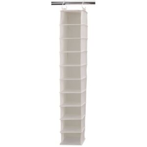 Household Essentials 311328 Hanging Shoe Storage Organizer for Closets |10 Wide Pocket Shelves | Natural Canvas