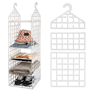 4 Tier Shelf Hanging Closet- DIY Organizer for Clothing Sweaters Shoes Handbags Clutches Accessories