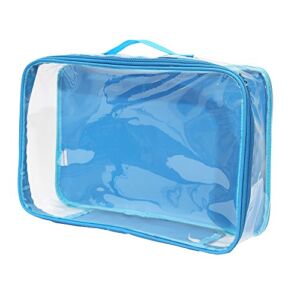 Large Clear Travel Packing Cube/See-Through PVC Organizer for Suitcase/Multipurpose Pouch w/Handle/Dress Shirts, Pants, Cashmere, Sweaters & Seasonal Linen Storage Protection (Turquoise)