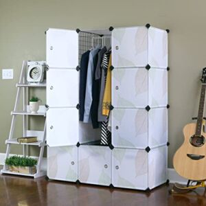 UNICOO – DIY 12 Cube Organizer, Bookcase, Kids Toy Organizer, Storage Cabinet, Wardrobe Closet (Deeper, Green Leaves)