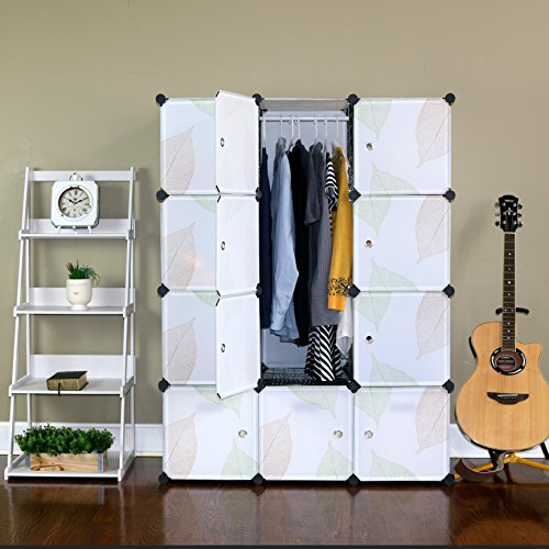 UNICOO – DIY 12 Cube Organizer, Bookcase, Kids Toy Organizer, Storage Cabinet, Wardrobe Closet (Deeper, Green Leaves) | The Storepaperoomates Retail Market - Fast Affordable Shopping