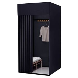 MORN Fitting Room, 43x43x78 inch Clothing Store Changing Room, Strong Shading, Better Privacy Protection Fitting Room-Easy to Assemble, Clothing Store, Private Space (Black) ( Color : Black )