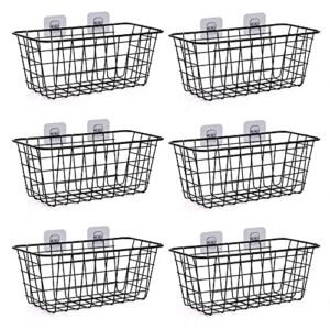 XINFULL 6 Pack Wire Storage Baskets Household Metal Wall-Mounted Containers Organizer Bins for Kitchen Bathroom Freezer Pantry Closet Laundry Room Cabinets Garage Shelf, Medium