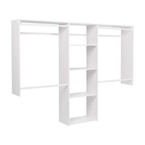 Easy Track OK1460 Deluxe Starter Closet Storage Wall Mounted Wardrobe Organizer System Kit with Shelves and Rods in White for Bedroom with Hardware