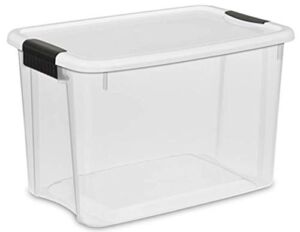 Sterilite 30 Quart Ultra Clear Plastic Stackable Storage Tote Container with Latching Lid (24 Pack)
